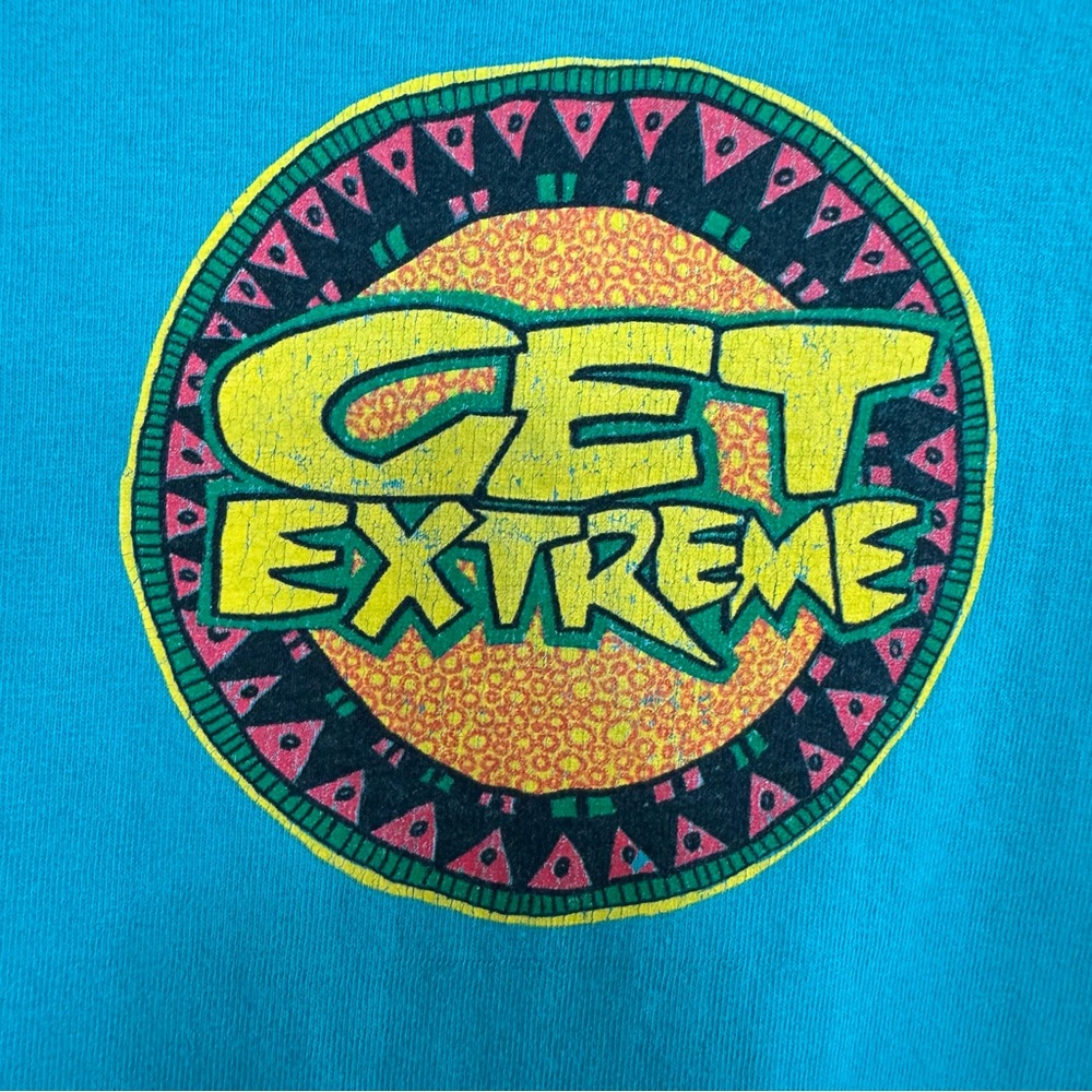 Vintage 90s Surf Gear T-Shirt Mens Medium Get Extreme Surfing Single Stitch USA - Picture 4 of 15
